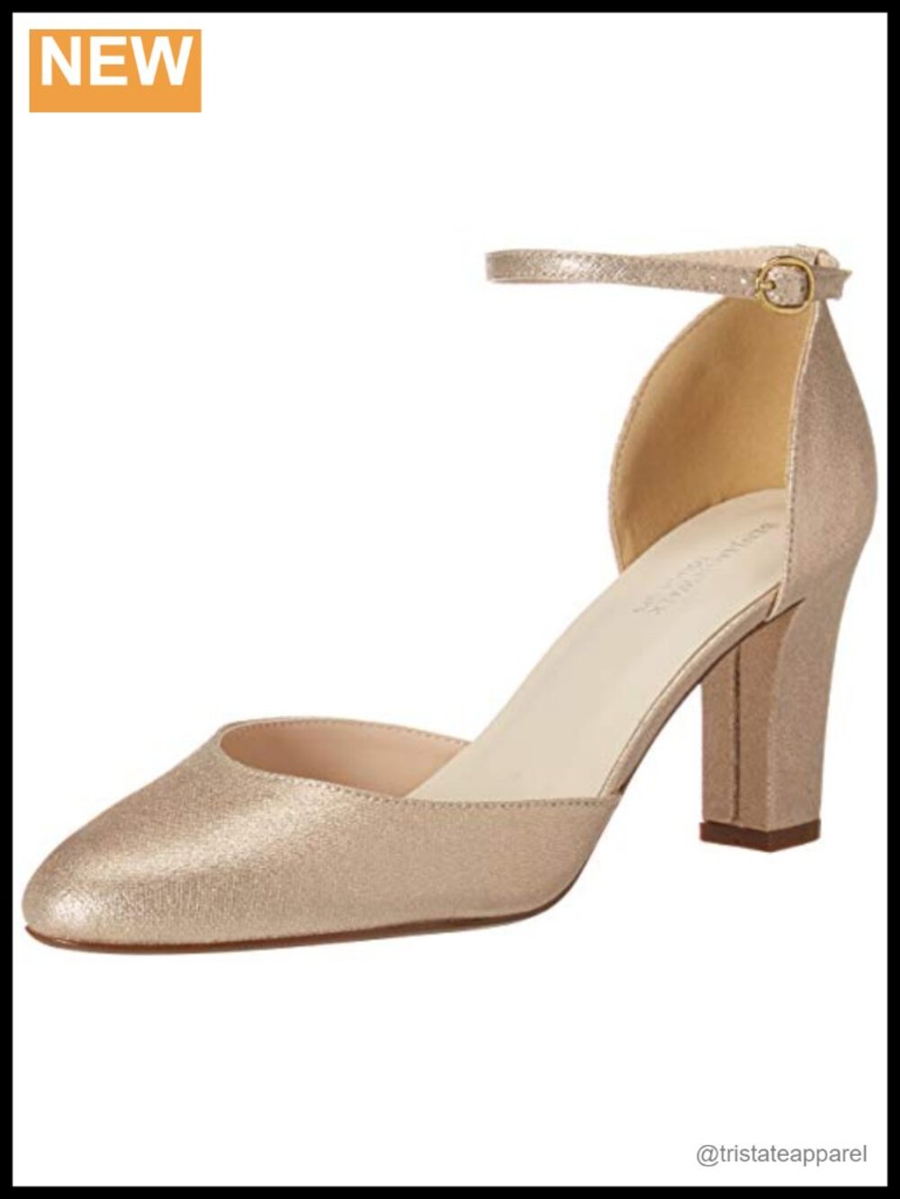 Block Heel Ankle Strap Sandal Synthetic Adjustable Buckle Wedding Shoe